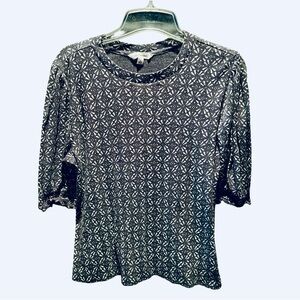 Lucky Brand Blue and White Geometric Blouse